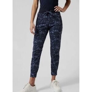 Athleta Trekkie North Jogger Pants Women's Size 16 Blue Floral Activewear Hiking